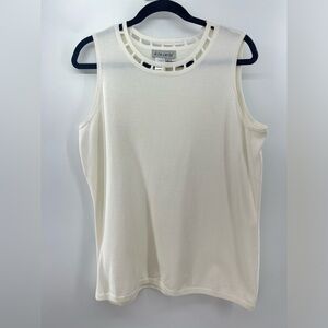 A La Carte ivory white sleeveless sweater top size L large